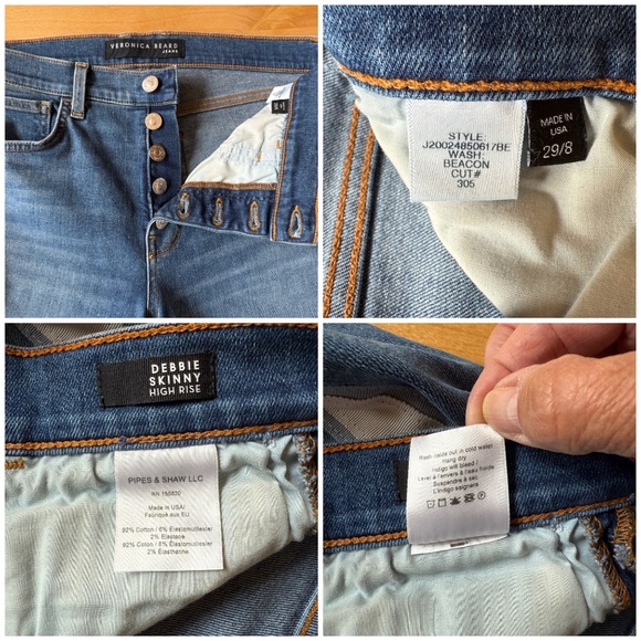 VERONICA BEARD DEBBIE SKINNY HI RISE JEANS TUXEDO BEACON CROPPED BUTTON FLY 29/8 - Picture 10 of 10